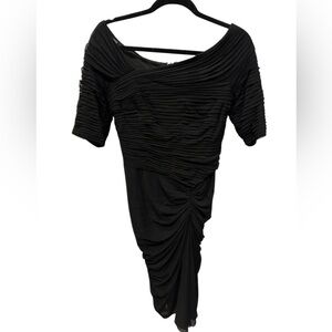 Tadashi Shoji Elegant Black Ruched Dress size M